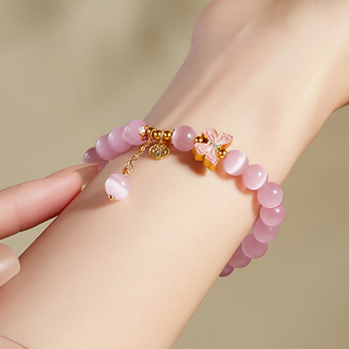 Buddha Stones 925 Sterling Silver Cat's Eye Hetian Jade Butterfly Peace Lock Charm Peace Bracelet - image 4