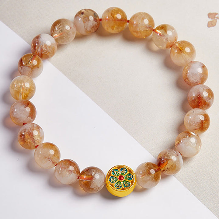 Buddha Stones 999 Sterling Silver Citrine Om Mani Padme Hum Protection Bracelet - image 2