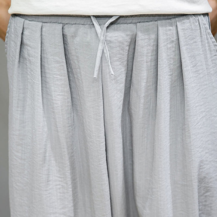 Buddha Stones Summer Plain Drawstring Men's Ankle-Length Cotton Harem Pants With Pockets - image 18