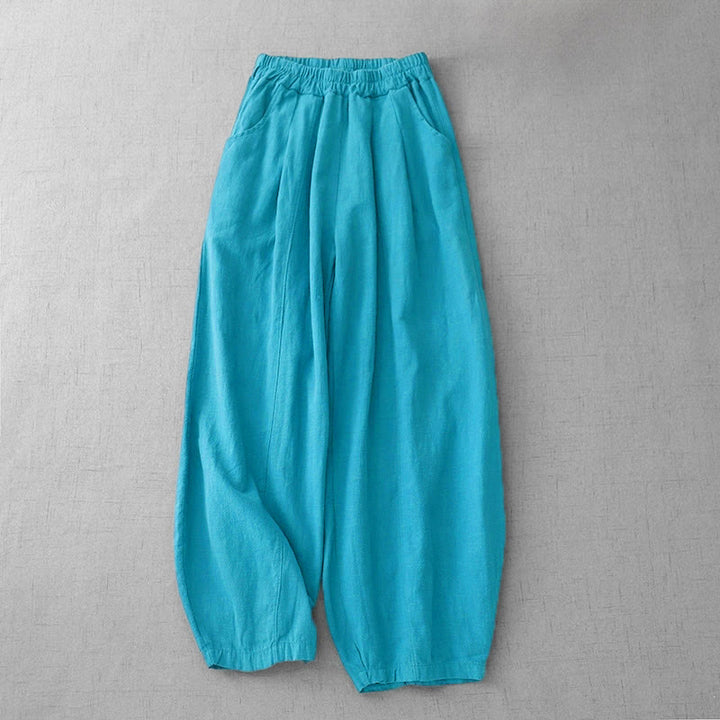 Buddha Stones Casual Plain 7-8 Length Women's Cotton Linen Harem Pants With Pockets - DarkTurquoise - US8-10，UK/AU12-14，EU40-42 (2XL) - image 11