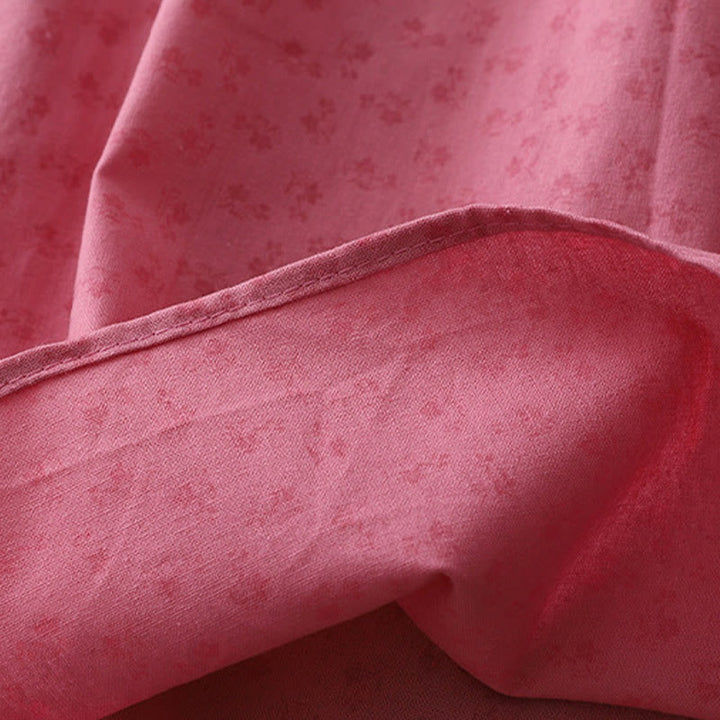 Buddha Stones Casual Retro Solid Color Button Ruffled Crew Neck Design Short Sleeve Cotton Linen Midi Dress With Pockets - image 14