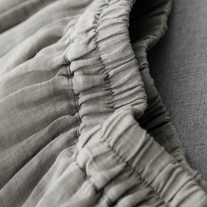 Buddha Stones Commute Solid Color Lace Embroidery Design Cotton Women's Wide Leg Cropped Pants With Pockets - image 10