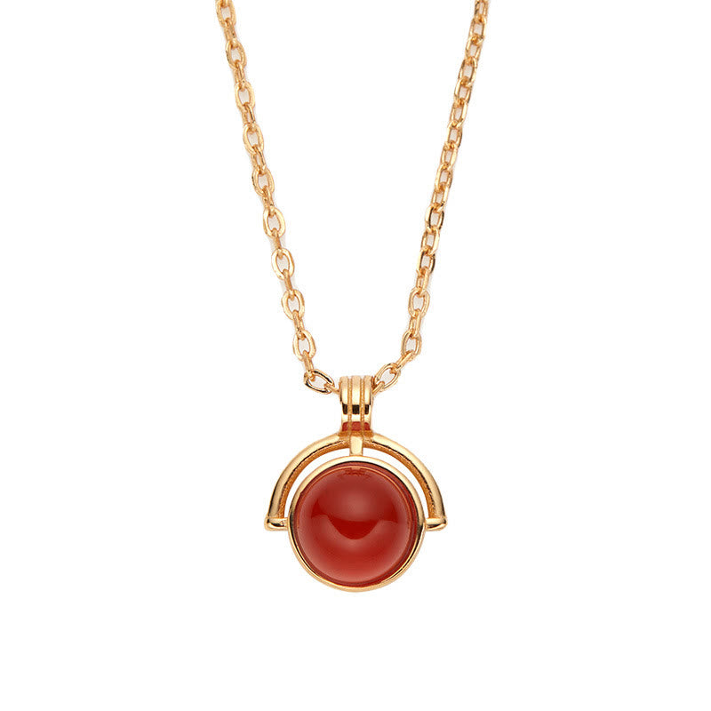 Buddha Stones Red Agate Tiger Eye Aquamarine Moonstone 925 Sterling Silver Confidence Necklace Pendant - image 2