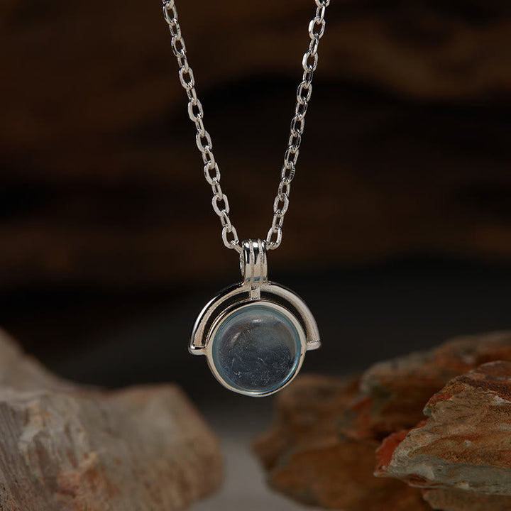 Buddha Stones Red Agate Tiger Eye Aquamarine Moonstone 925 Sterling Silver Confidence Necklace Pendant - Aquamarine - Silvery - image 11