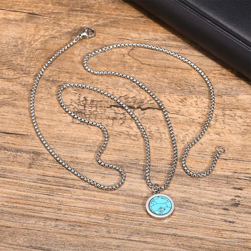 Buddha Stones Natural Stone Turquoise Tiger Eye  Lazurite Lapis Lazuli Malachite Titanium Steel Purification Necklace Pendant - image 12