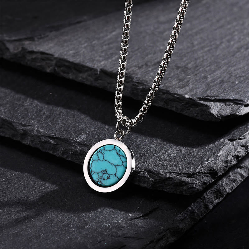 Buddha Stones Natural Stone Turquoise Tiger Eye  Lazurite Lapis Lazuli Malachite Titanium Steel Purification Necklace Pendant - image 13