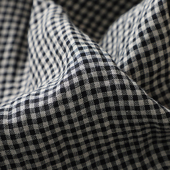 Buddha Stones Commute Casual Checkered Pattern 7-8 Length Women's Wide Leg Cotton Linen Pants With Pockets - image 11