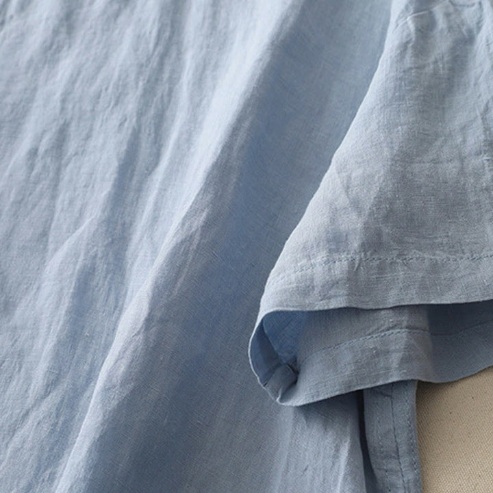 Buddha Stones Plain Threaded Crew Neck Design Women's Polyester Short Sleeves Shirt - image 2