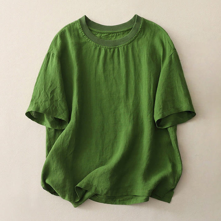 Buddha Stones Plain Threaded Crew Neck Design Women's Polyester Short Sleeves Shirt - ForestGreen - US14，UK/AU18，EU46 (2XL) - image 16
