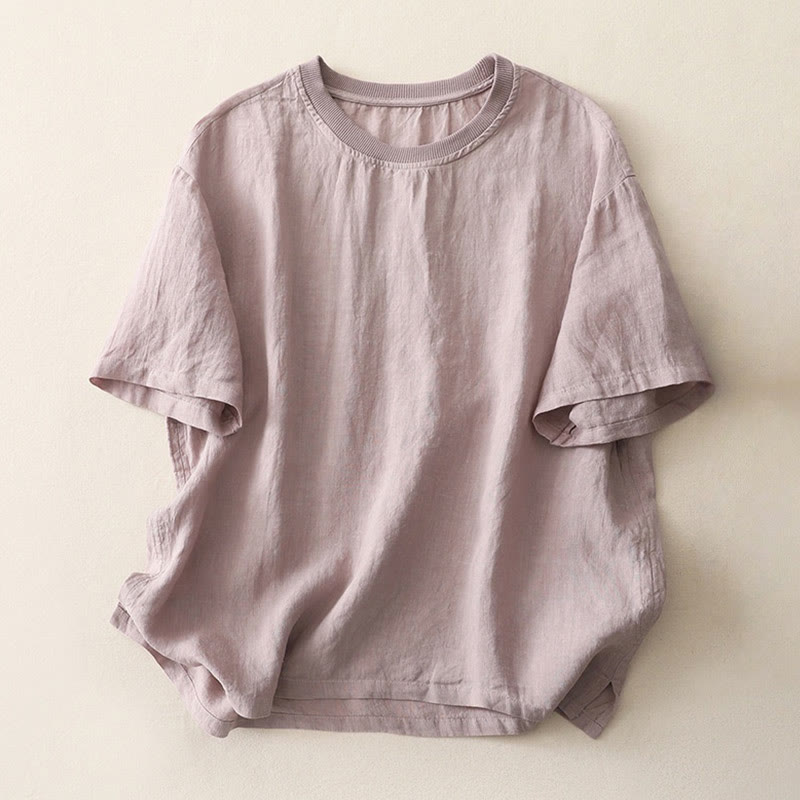 Buddha Stones Plain Threaded Crew Neck Design Women's Polyester Short Sleeves Shirt - Thistle - US14，UK/AU18，EU46 (2XL) - image 20