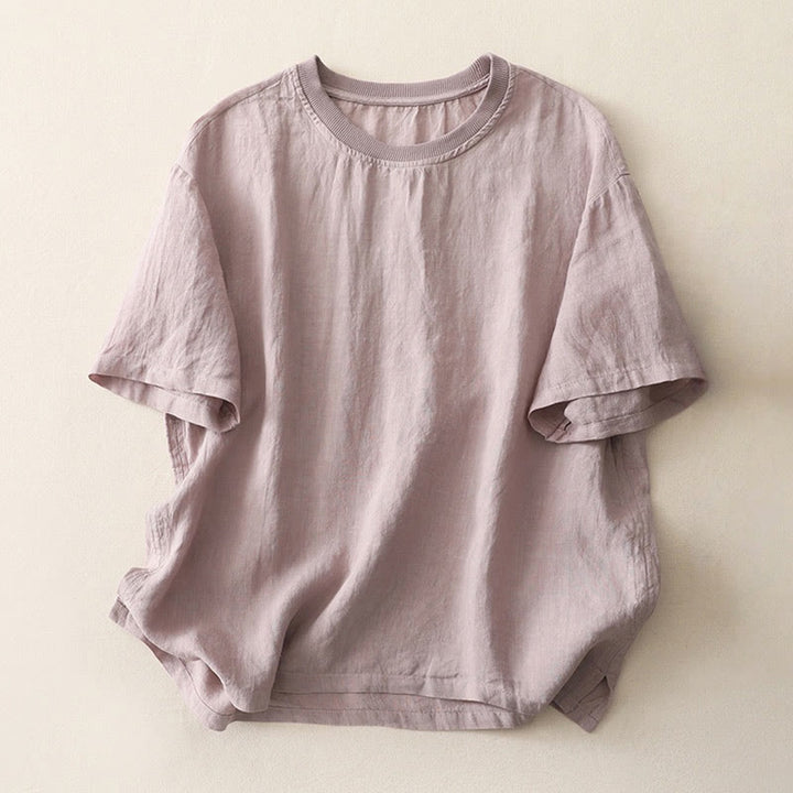 Buddha Stones Plain Threaded Crew Neck Design Women's Polyester Short Sleeves Shirt - Thistle - US14，UK/AU18，EU46 (2XL) - image 20