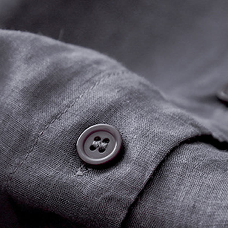 Buddha Stones Plain Button Crew Neck Design Women's  blend Three Quarter Sleeve Shirt - image 3