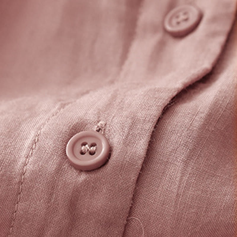 Buddha Stones Plain Button Crew Neck Design Women's Cotton blend Three Quarter Sleeve Shirt - image 8