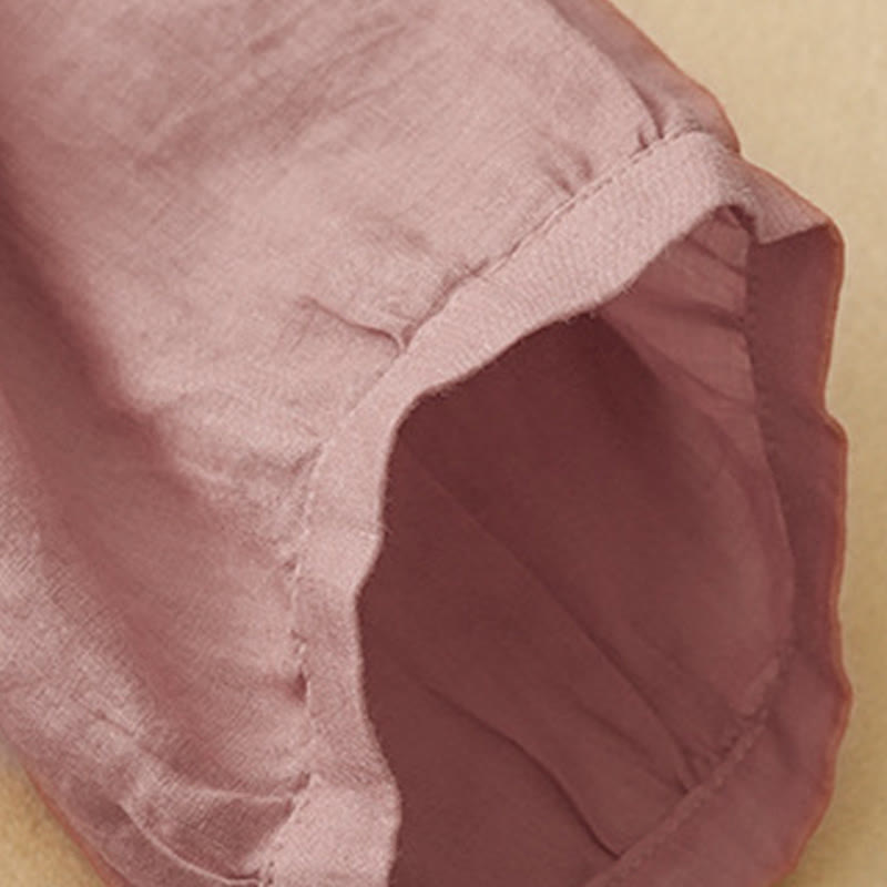 Buddha Stones Plain Button Crew Neck Design Women's  blend Three Quarter Sleeve Shirt - image 7