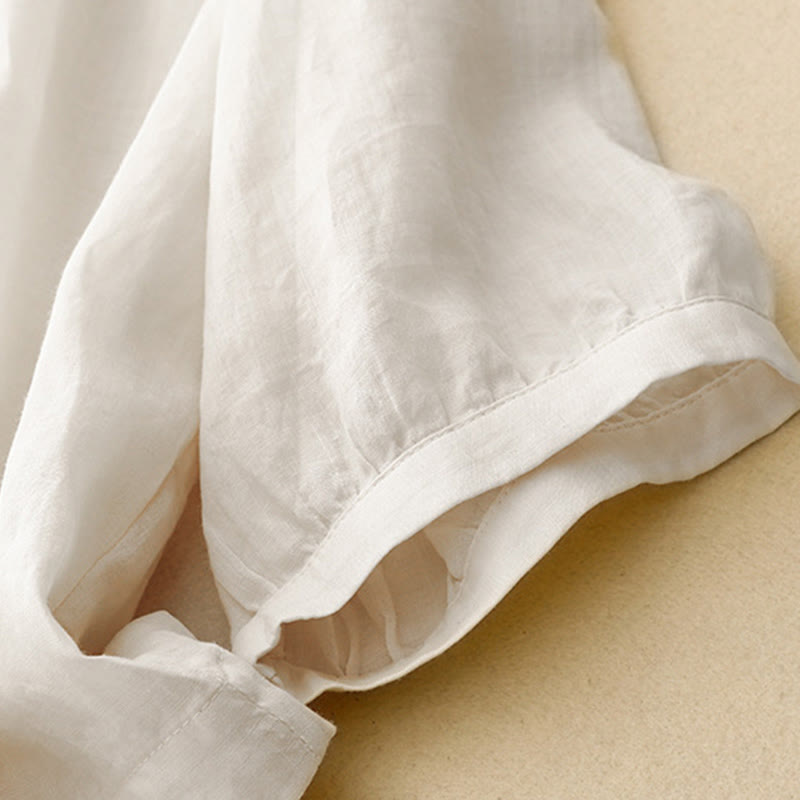 Buddha Stones Plain Button Crew Neck Design Women's  blend Three Quarter Sleeve Shirt - image 14