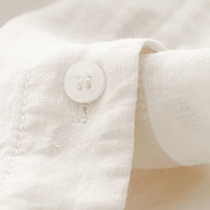 Buddha Stones Plain Button Crew Neck Design Women's Cotton blend Three Quarter Sleeve Shirt - image 15