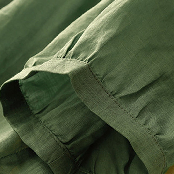 Buddha Stones Plain Button Crew Neck Design Women's  blend Three Quarter Sleeve Shirt - image 23