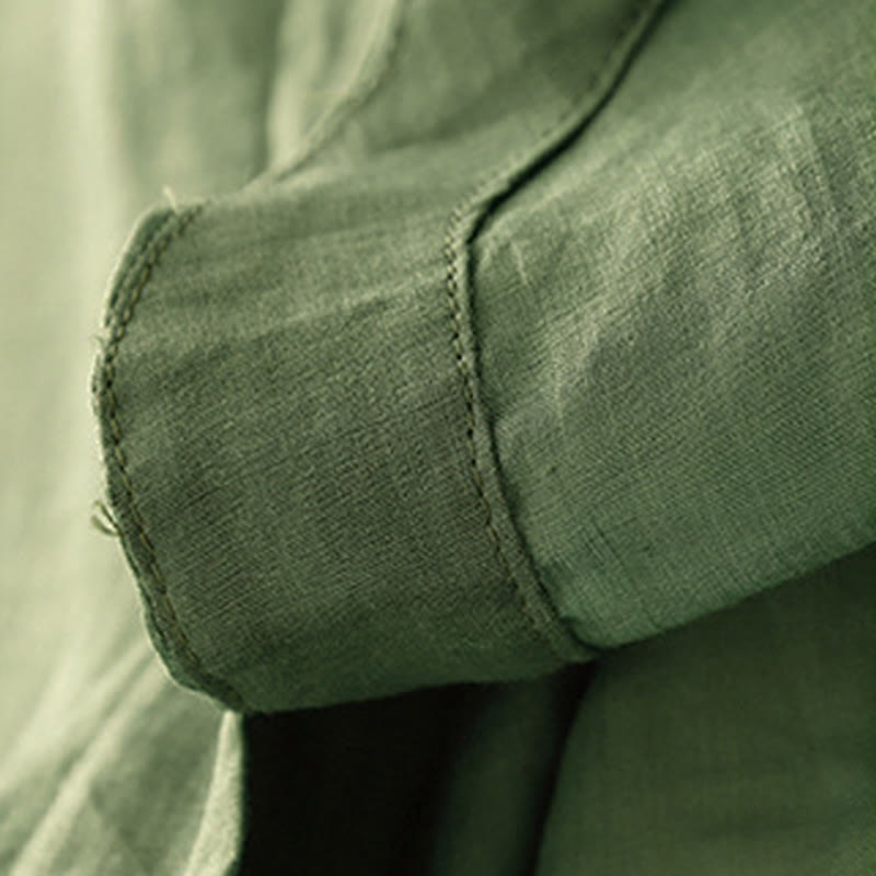 Buddha Stones Plain Button Crew Neck Design Women's  blend Three Quarter Sleeve Shirt - image 26