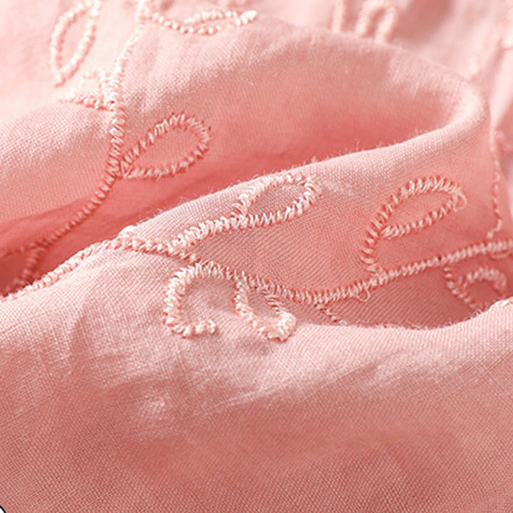 Buddha Stones Embroiderd Front Button Stand Collar Design Women's Cotton Short Sleeve Shirt  - image 13