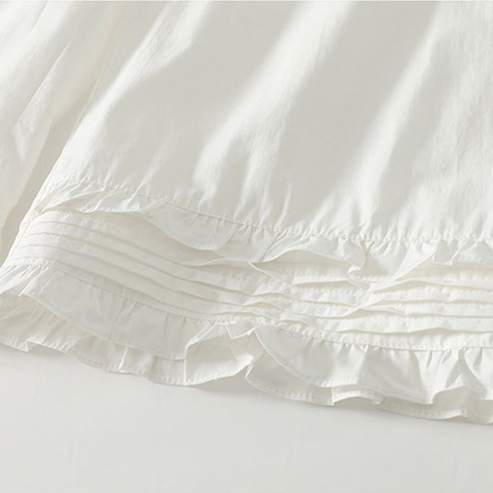 Buddha Stones Artistic Commute Pure Color Ruffled Hem Design Women's Cotton Linen Pants With Pockets - image 6