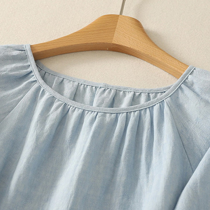 Buddha Stones Casual Summer Plain Crew Neck Cotton Women's Short Sleeve T-Shirt - image 1