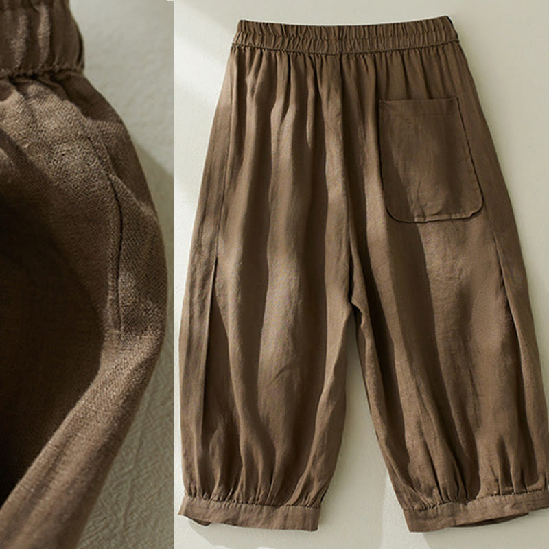 Buddha Stones Commute Pure Color High Waist Women's Harem Pants With Pockets - image 6