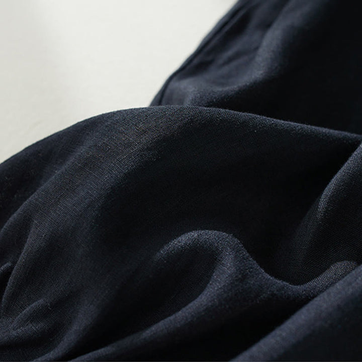 Buddha Stones Commute Pure Color High Waist Women's Cotton Linen Harem Cropped Pants With Pockets - image 20