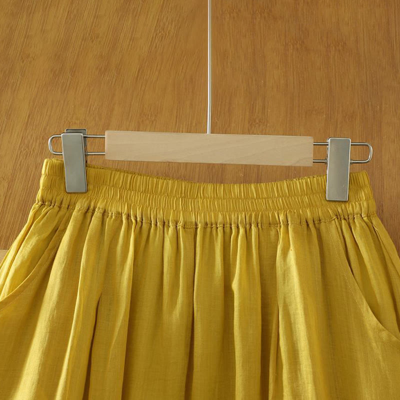 Buddha Stones Commute Pure Color Simple Design Women's Ankle-Length Harem Pants With Pockets - image 1