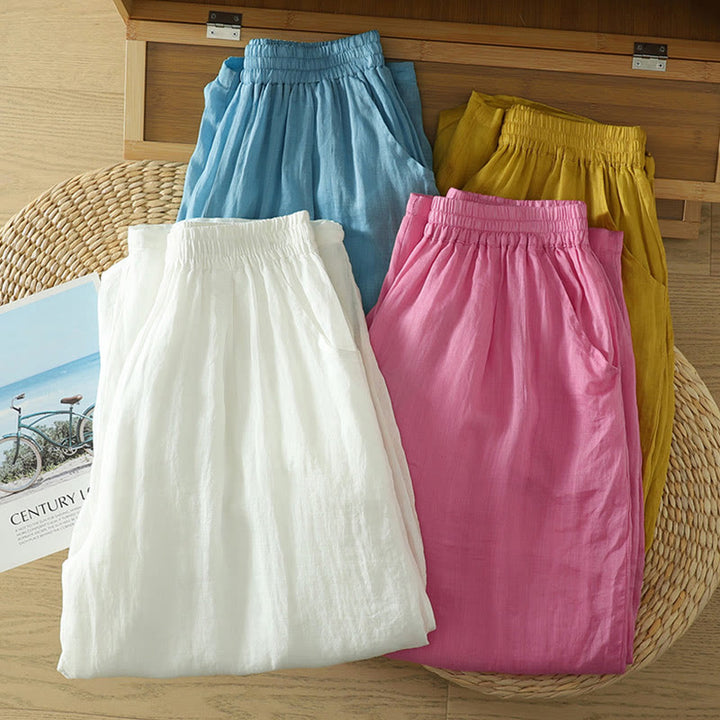 Buddha Stones Commute Pure Color Simple Design Women's Ankle-Length Harem Pants With Pockets - image 25