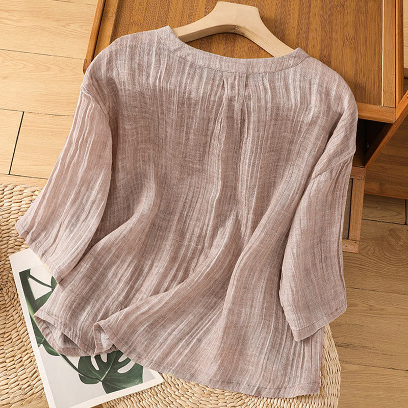 Buddha Stones Casual Summer Plain Crew Neck Women's Three Quarter Sleeve T-Shirt - Thistle - US14，UK/AU18，EU46 (2XL) - image 24