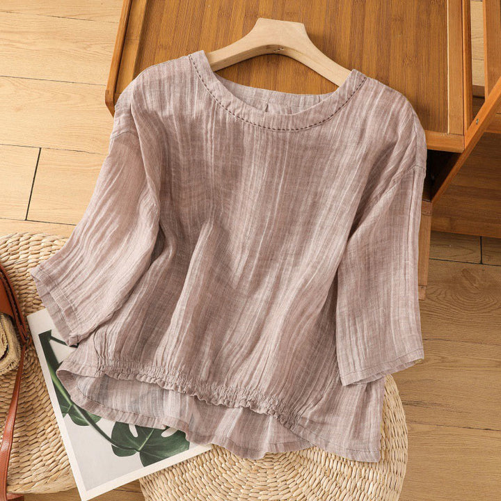 Buddha Stones Casual Summer Plain Crew Neck Women's Three Quarter Sleeve T-Shirt - image 25