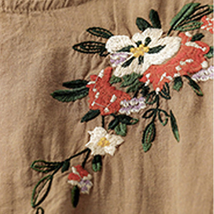 Buddha Stones Casual Summer Embroidered Crew Neck Women's  Cotton Short Sleeve T-shirt - image 6