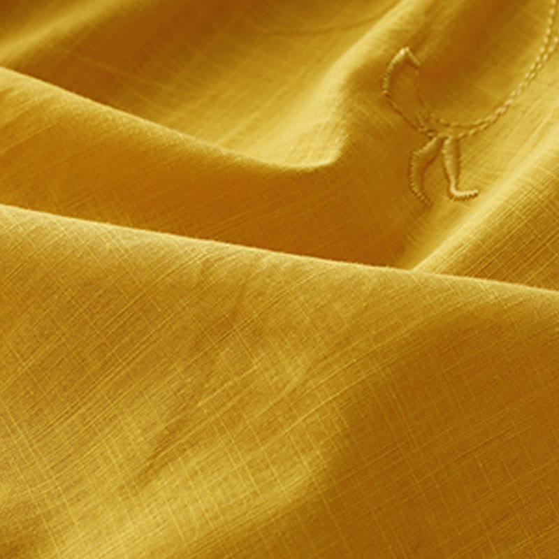 Buddha Stones Rose Vine Embroidery Design Women's Cotton Linen Three Quarter Sleeve Shirt - image 15