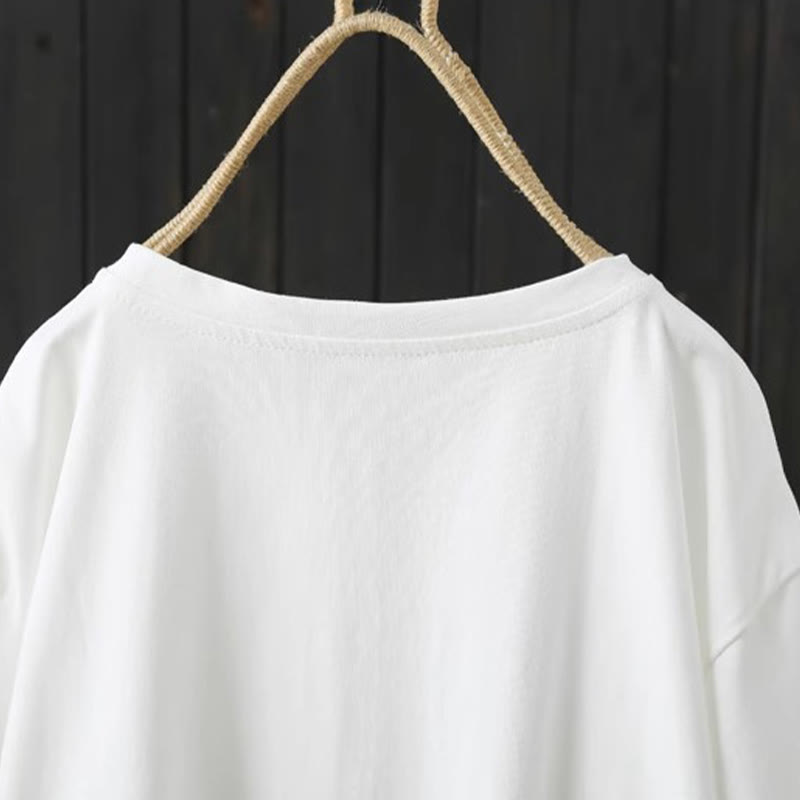 Buddha Stones Casual Loose Summer Plain Crew Neck Women's  Cotton Short Sleeve T-shirt - image 4