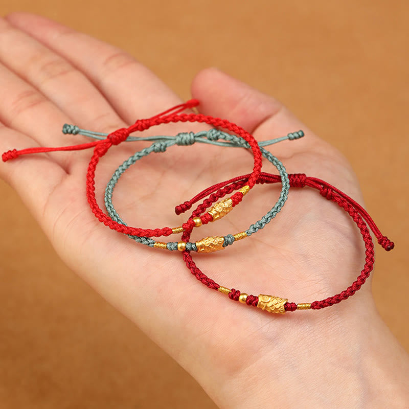 Buddha Stones 999 Gold Luck Protection Koi Fish Handmade Braided String Bracelet - image 14
