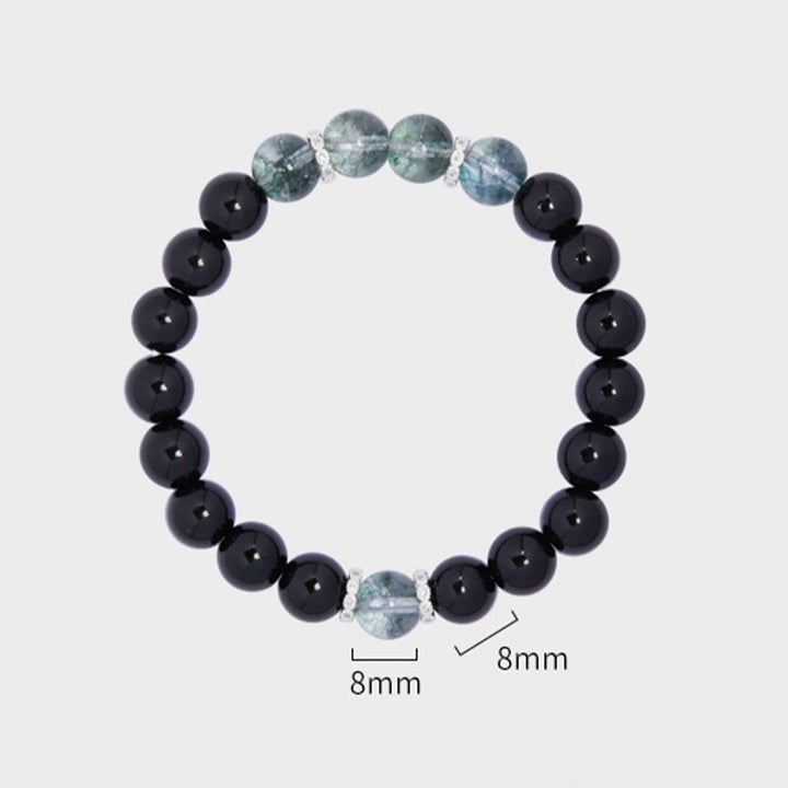 Buddha Stones 925 Sterling Silver Black Obsidian Green Phantom Strength Bracelet - image 8
