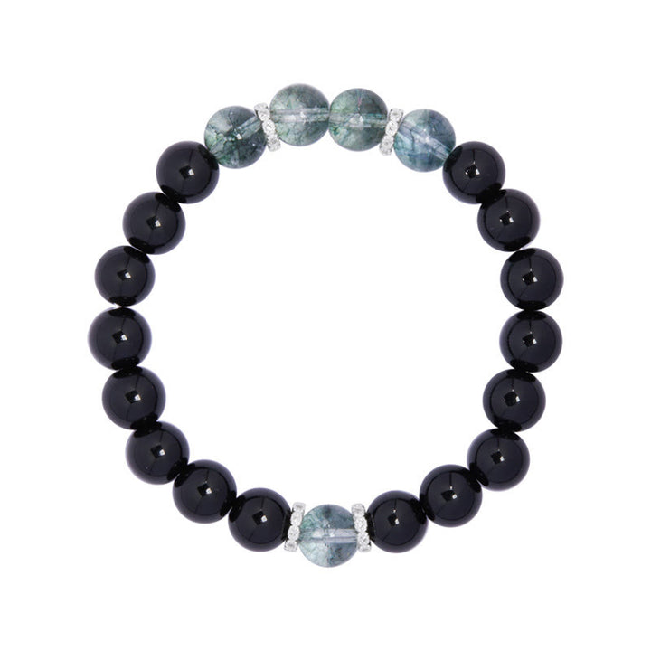 Buddha Stones 925 Sterling Silver Black Obsidian Green Phantom Strength Bracelet - image 10