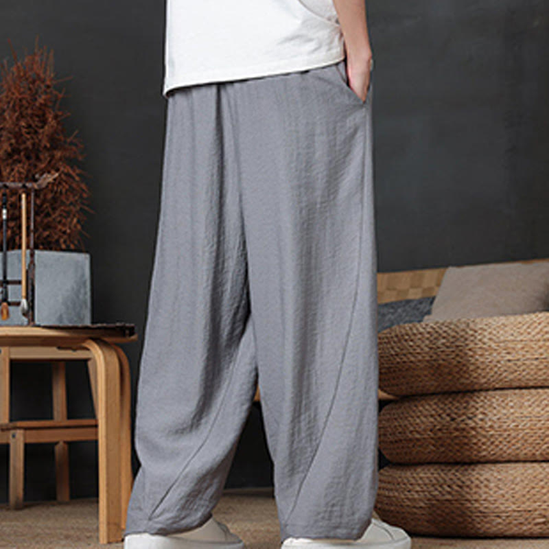 Buddha Stones Casual Plain Color Drawstring Design Men's Pants With Pockets - image 27