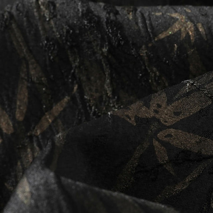 Buddha Stones Summer Golden Bamboo Jacquard Men's Half Sleeve Linen Shirt - image 7