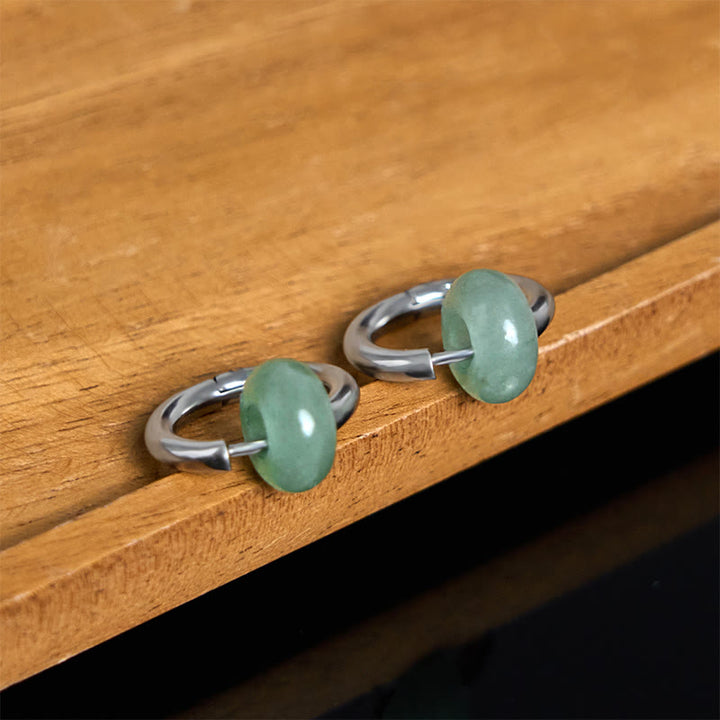 Buddha Stones "Sending Calm and Elegance"Titanium Steel Jade Earrings Includes Gift Message Card - image 8