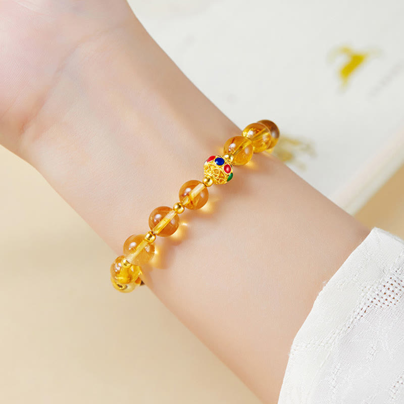 Buddha Stones 925 Sterling Silver Fu Character Citrine Tiger Eye Protection Bracelet - image 9
