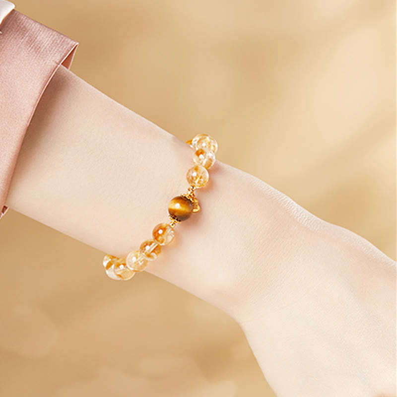 Buddha Stones 925 Sterling Silver Gourd Fu Character Citrine Tiger Eye Prosperity Bracelet - image 8
