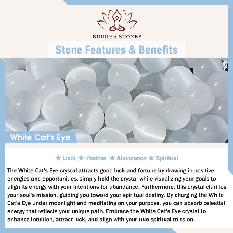 Buddha Stones 999 Sterling Silver Natural Cat Head White Cat's Eye White Agate Positive Bracelet - image 7