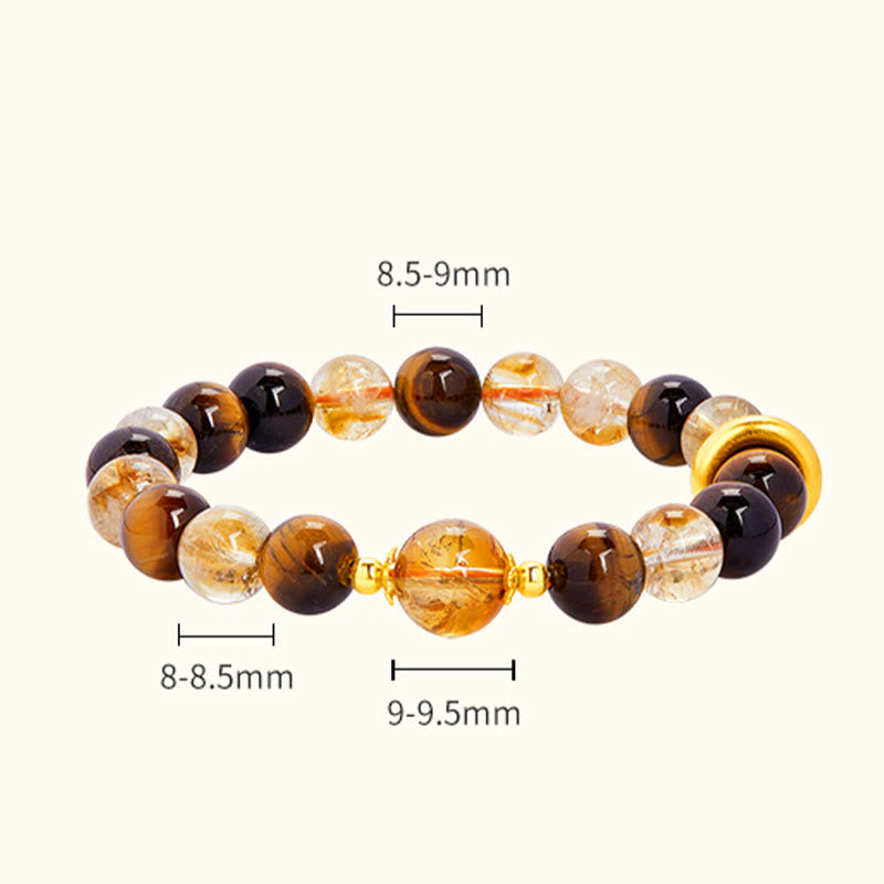 Buddha Stones 999 Sterling Silver Natural Citrine Tiger Eye Peace Buckle Protection Bracelet - image 4