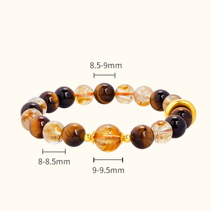 Buddha Stones 999 Sterling Silver Natural Citrine Tiger Eye Peace Buckle Protection Bracelet - image 4
