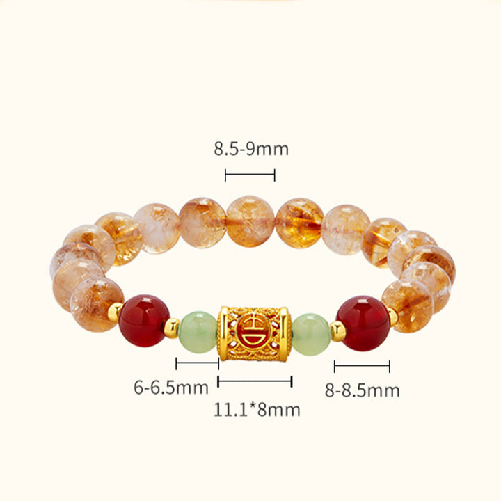 Buddha Stones 999 Sterling Silver Natural Citrine Red Agate Hetian Jade Beads Protection Bracelet - image 4