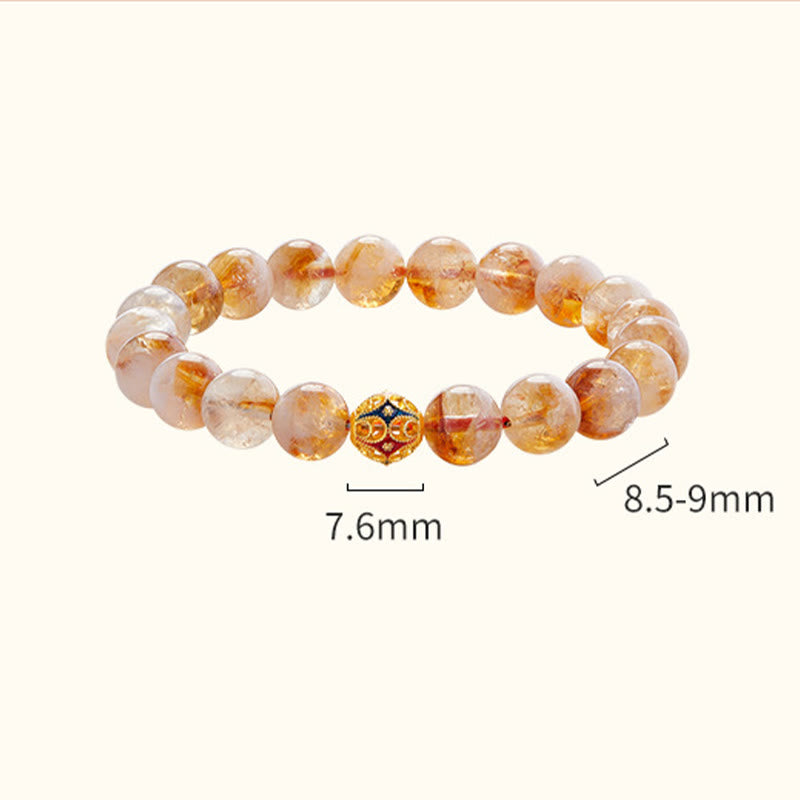 Buddha Stones 999 Sterling Silver Natural Citrine Flower Balls Beads Protection Bracelet - image 4
