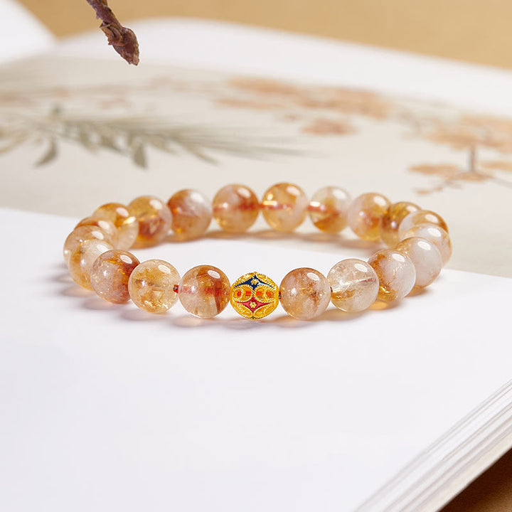 Buddha Stones 999 Sterling Silver Natural Citrine Flower Balls Beads Protection Bracelet - Citrine(Wrist Circumference:17-19cm) - image 0