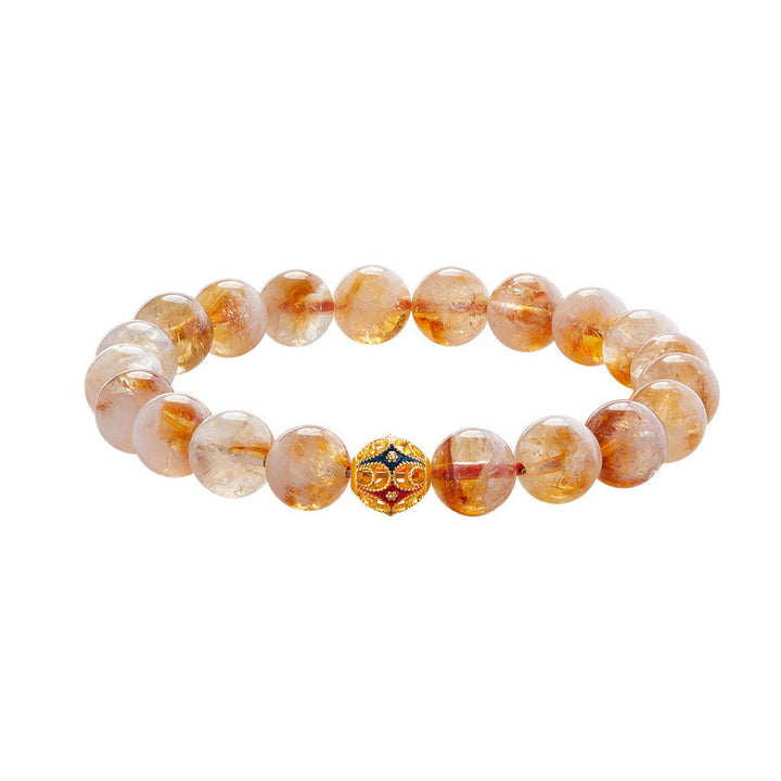 Buddha Stones 999 Sterling Silver Natural Citrine Flower Balls Beads Protection Bracelet - image 10