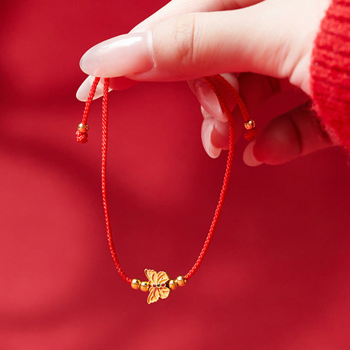 Buddha Stones 999 Sterling Silver Butterfly Red String Strength Bracelet - image 3